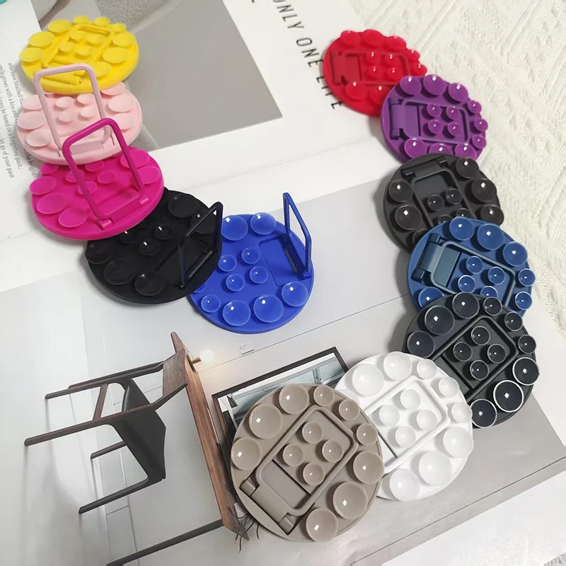 Universal Round Double Sided Sucking Disc ผู้ถือโทรศัพท์ขาตั้งโทรศัพท์มือถือซิลิโคนดูดถ้วยโทรศัพท์ Mount สําหรับผนังกระจก