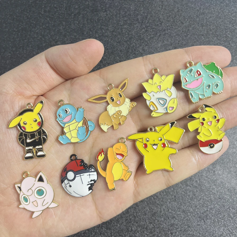 10 pezzi Pokémon Pikachu personaggi dei cartoni animati piccolo ciondolo collana fai da te orecchini portachiavi accessori creazione di gioielli fatti a mano