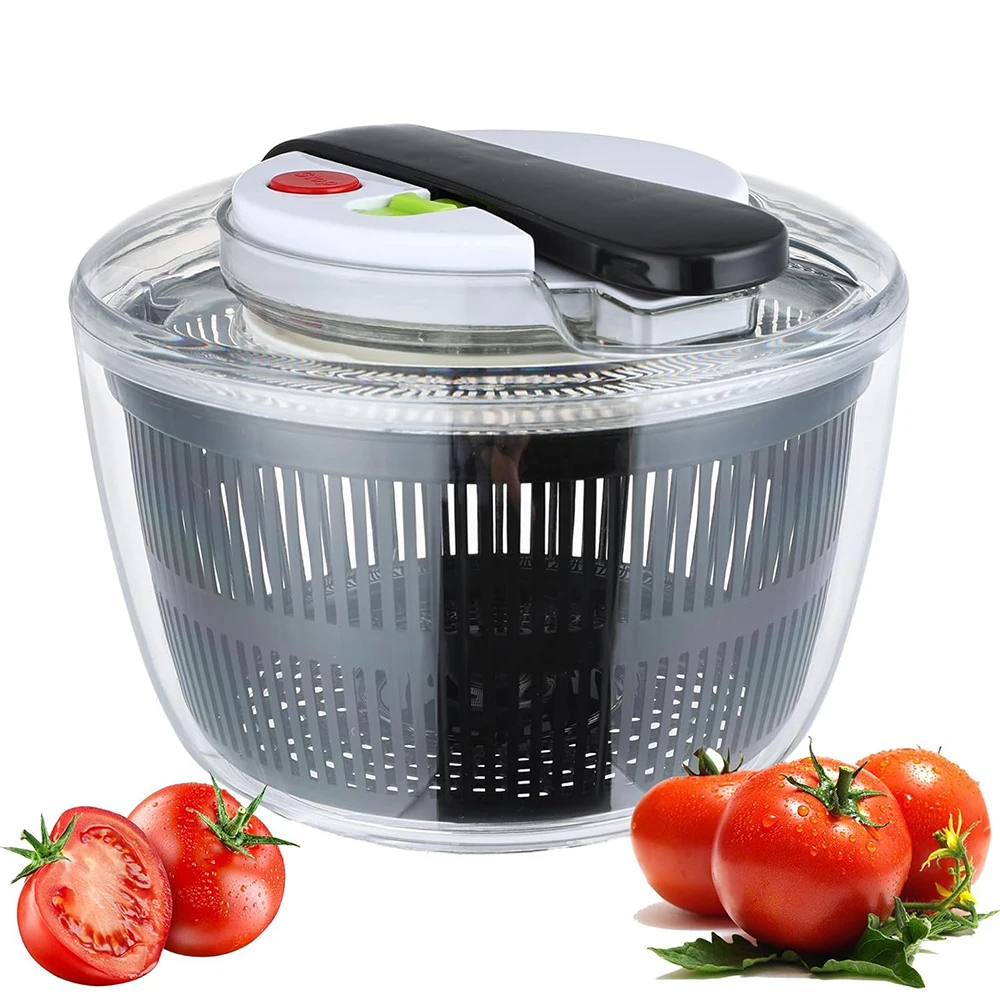 3L großer Salatschleuder mit Deckel, einhändig, leicht zu drücken, Waschmaschine, Trockner, Abtropffläche, Mixer – Küchenhelfer