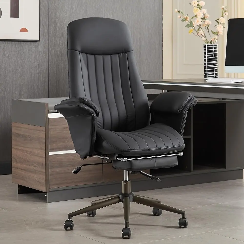 

High Ba Ergonomic Home Office Desk Chair, Modern Lumbar Support Recline Executive Office Chair With Foot Rest, Su Leather