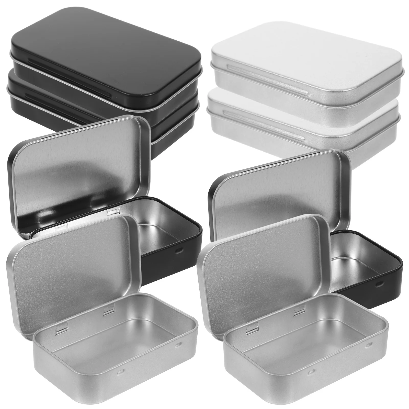 

8Pcs Metal Storage Box Rectangular Tinplate Small Tin Containers Candy Jewelry Coin Holder Portable Empty Tin Boxes