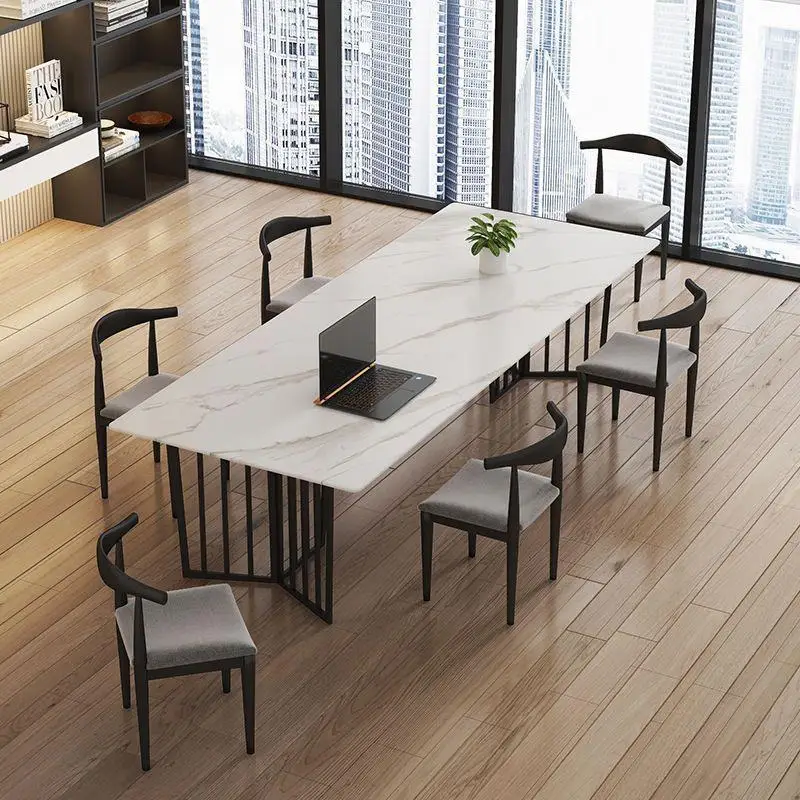 

Nordic slate conference table, studio rectangular negotiation training table, company business reception table and chair combina