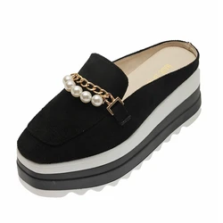 Vintage Flat Platform Women Shoes British Style Thick Heel Buckle Rivet Leather Slip-on Oxford Shoes Woman Loafers Casual Shoes
