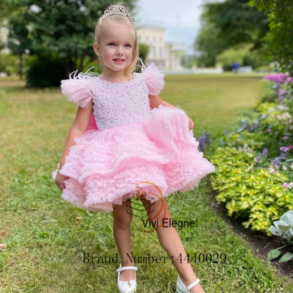 Sparkle Flower Girl Dresses for Girls New Sleeve Knee Length Sleeveless Scoop Beadng Summer Tutu فساتين للحفلات الراقصة VV98005