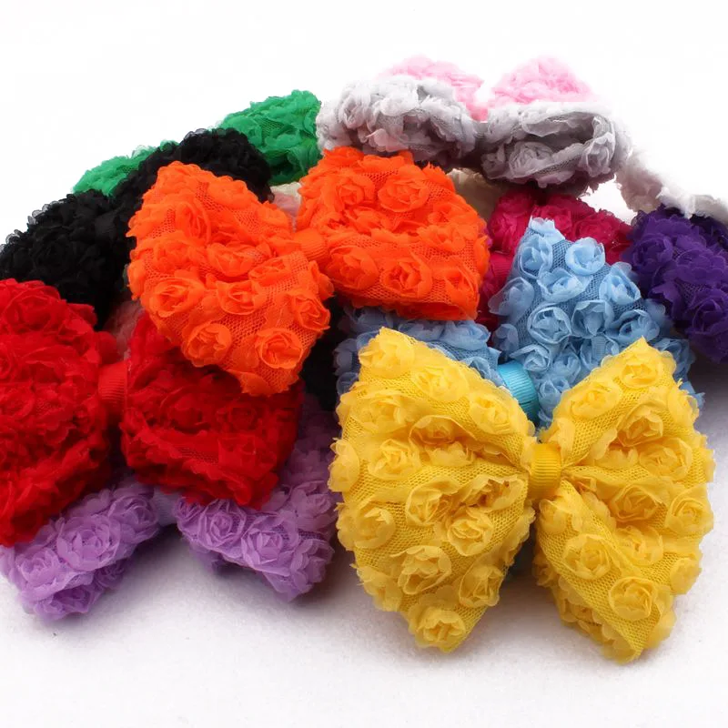 (5pcs/lot) 15Colors High Quality Handmade Fashion Big Soft Lace Hair Bows Artificial Baby Girls/Women Winter Hair Accessories