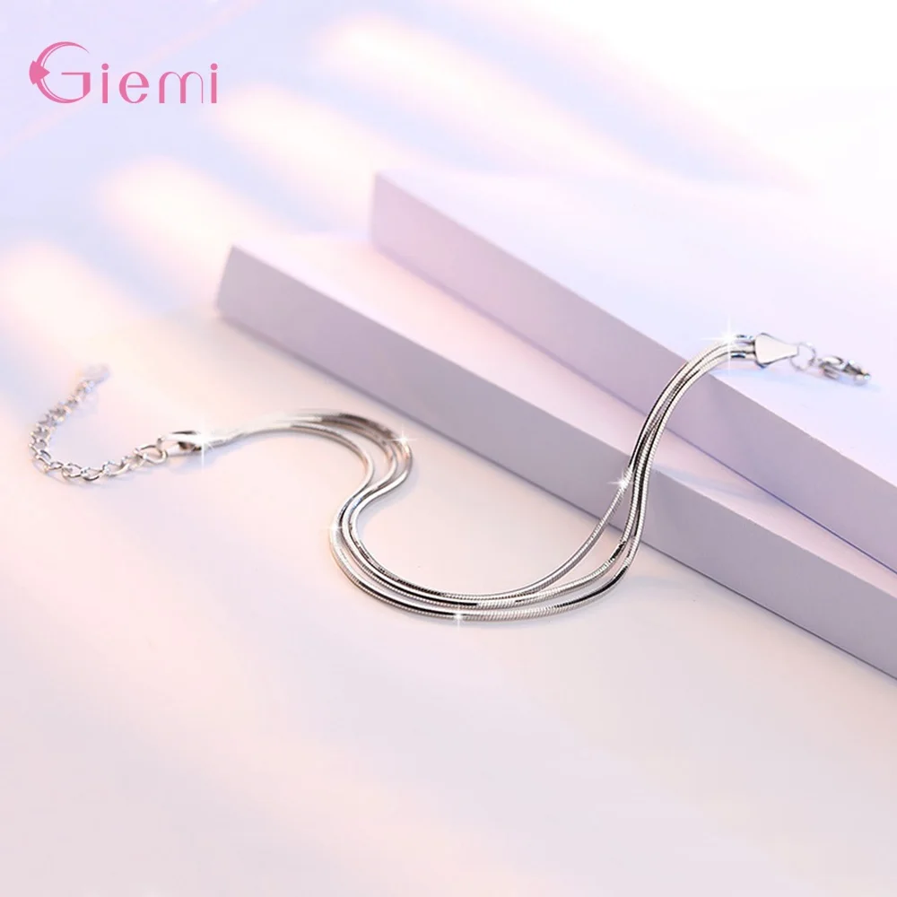 Fashion Popular 925 Sterling Silver Multi Layer Snake Chain Bracelet for Women Girl Birthday Gift Trendy Jewelry Ornaments
