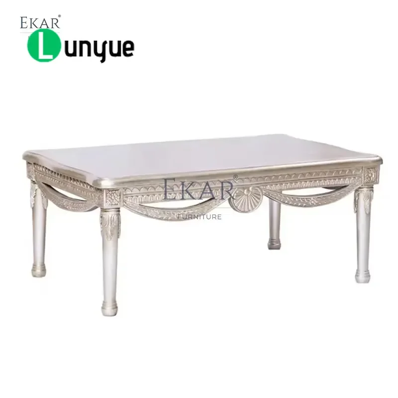 French Style Beige Solid Wood Carved Coffee Table Set New Design Living Room Furniture Elegant Home Decor Durable