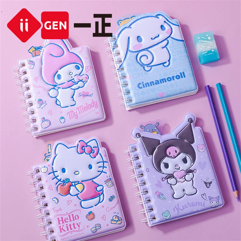 4pcs/lot Sanrio Kuromi Melody Cinnamoroll Coil Notebook Cute Portable Note Book Diary Planner Stationery Gift School Supplies