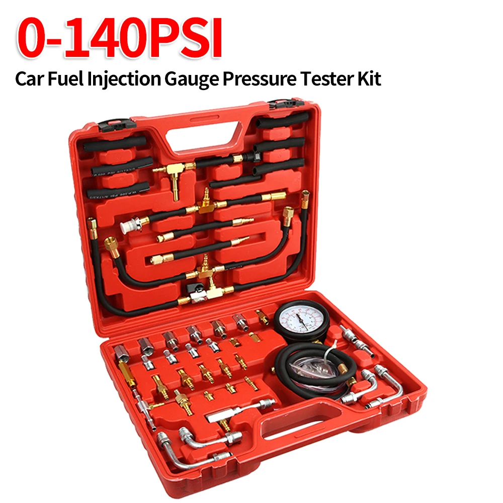 

0-140PSI Fuel Injection Pump Pressure Tester Gauge Diagnostic Tools Kit,Engine Gasoline Tester Tool Set For Most of Cars TU-114