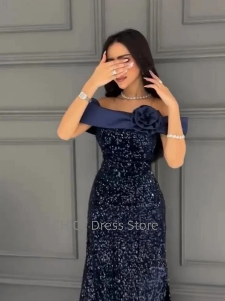 Sequin Prom Dresses Off Shoulder Sleeveless Mermaid Evening Dress Elegant Formal Occasion Party Dress Customized robes de soirée