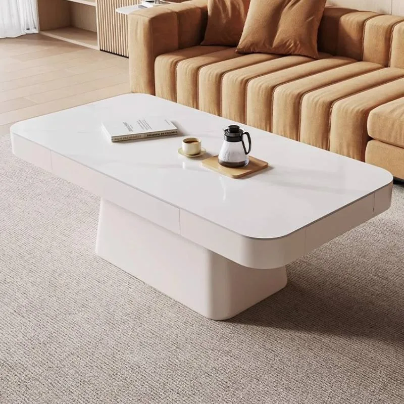طاولات القهوة اليابانية البيج أنيقة كلاسيكية بيضاء طاولات القهوة لغرفة المعيشة الحديثة مصمم ميسا دي سنترو الأثاث للمنزل #1