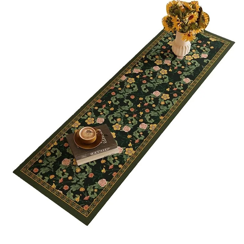 American retro style TV cabinet table runner high-end long countertop protection mat side cabinet desktop leather mat dustproof