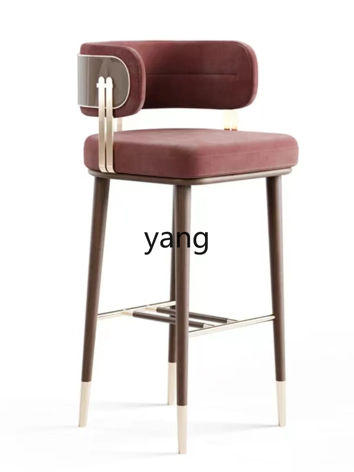 LTT minimalist bar chair Nordic solid wood home backrest villa high stool island chair