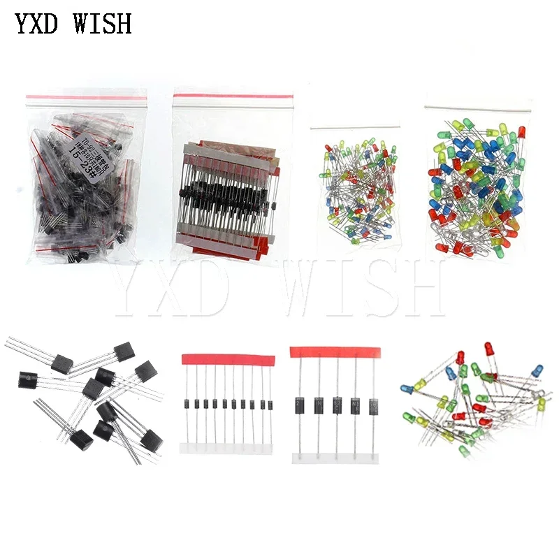 Metal Film Resistor Assortment Kit Led Diodes Electrolytic Capacitor Ceramic Set Transistor Pack Electronic Components Diy Kits