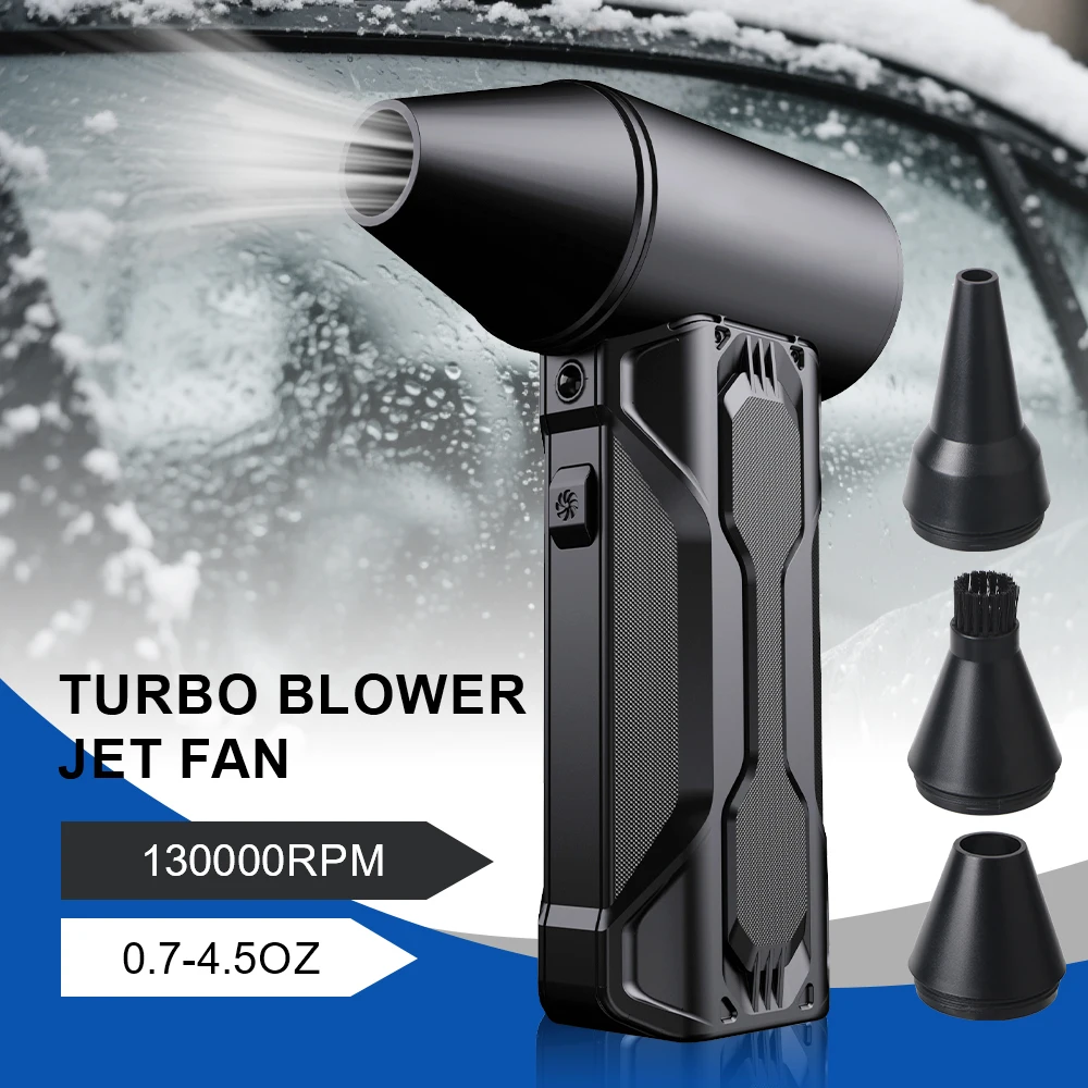 

Электрический турбовентилятор для очистки воздуха, портативный 3-ступенчатый регулируемый автомобильный вентилятор для выдувания снега, струйный вентилятор 2025 130000 об/мин