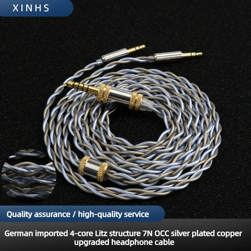 XINHS German Imported 4Core Litz Structure 7N OCC Silver Plated Copper Upgraded Headphone Cable Suitable For HD580, HD650