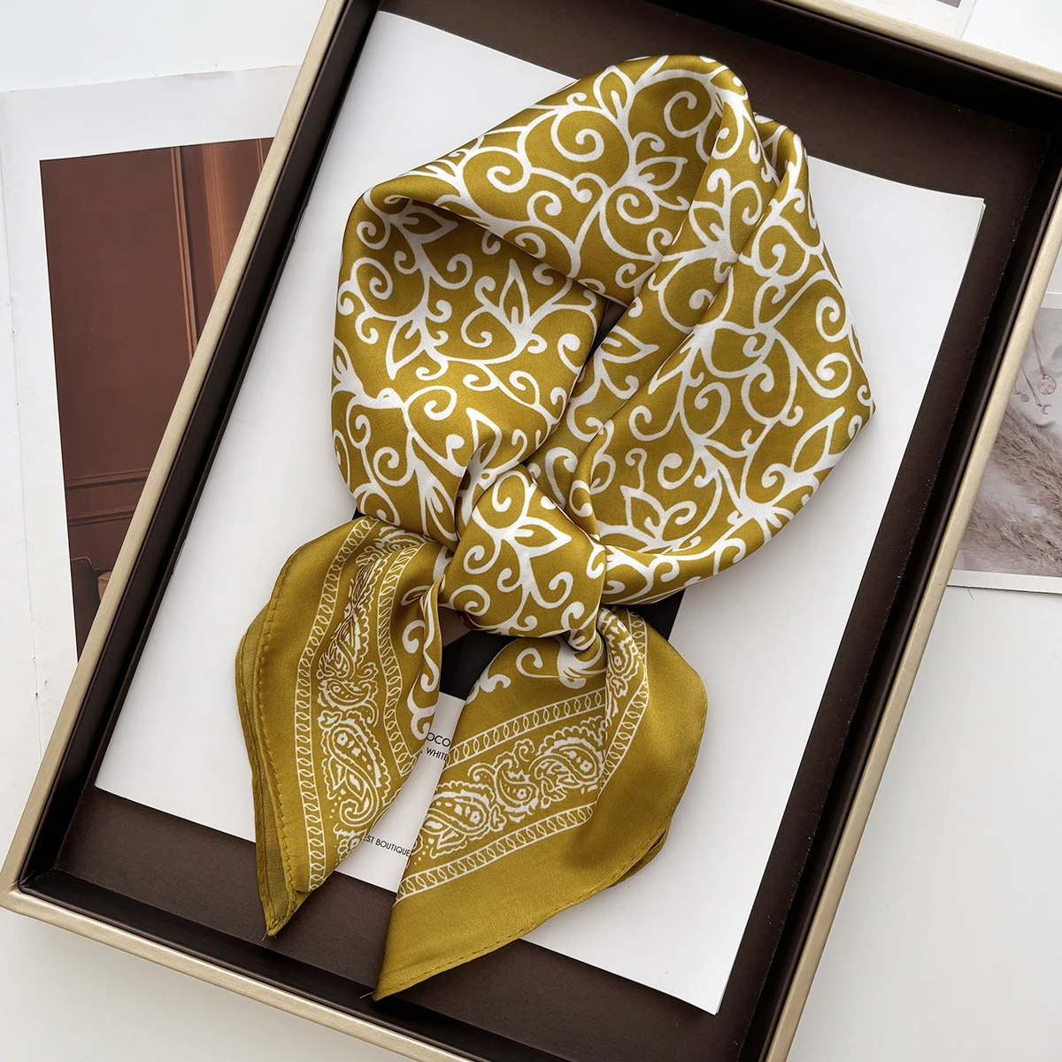 1 قطعة وشاح مربع فاخر الكاجو طباعة باندانا المرأة تقليد وشاح حريري الديكور عادية 70 سنتيمتر منديل عقال #6