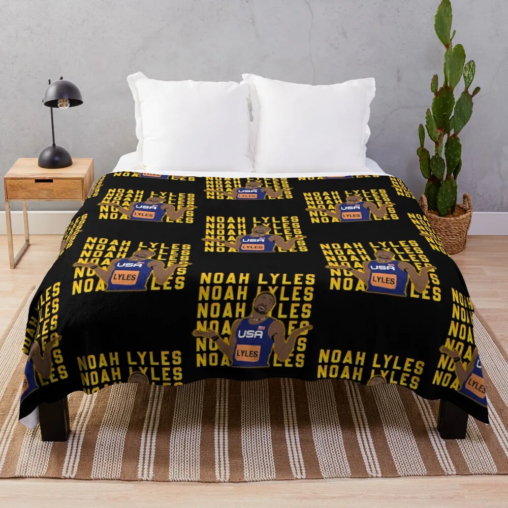 Noah Lyles Minimal Throw Blanket Soft Plush Plaid Luxury Brand Blankets