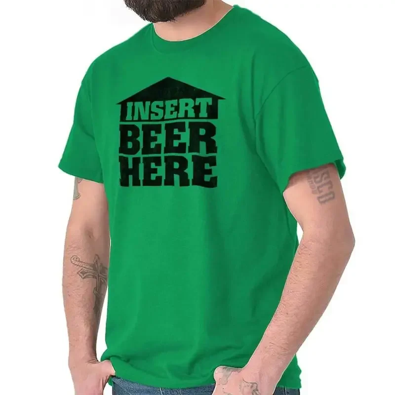 Funny Insert Beer Here Drinking Saying Gift Womens or Mens Crewneck T Shirt Tee