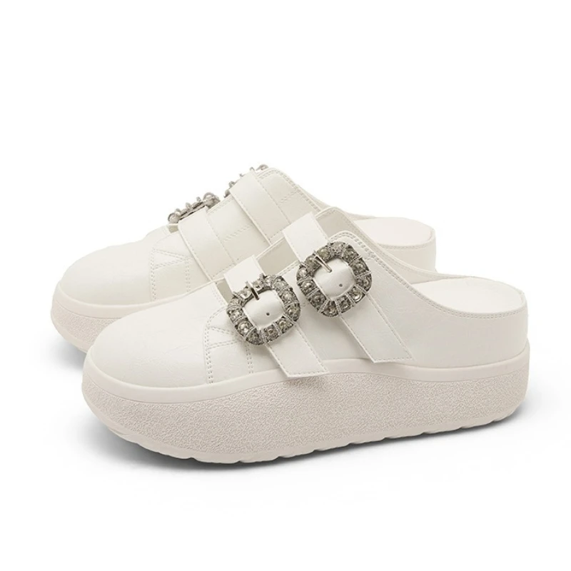

CICIYANG Women's Mary Jane Slippers 20226 Summer New 6cm Platform Rhinestone Lazy Muller Shoes Lolita Closed-Toe Female Shoes
