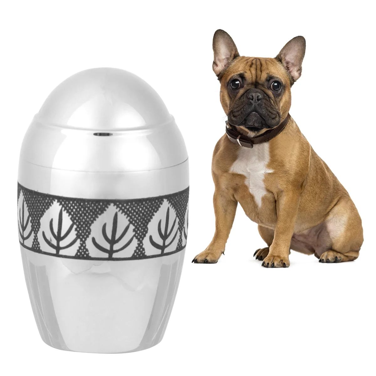 Cremation Urn Stainless Steel Pet Cinerary Commemorative Casket Coffin Printed Funeral