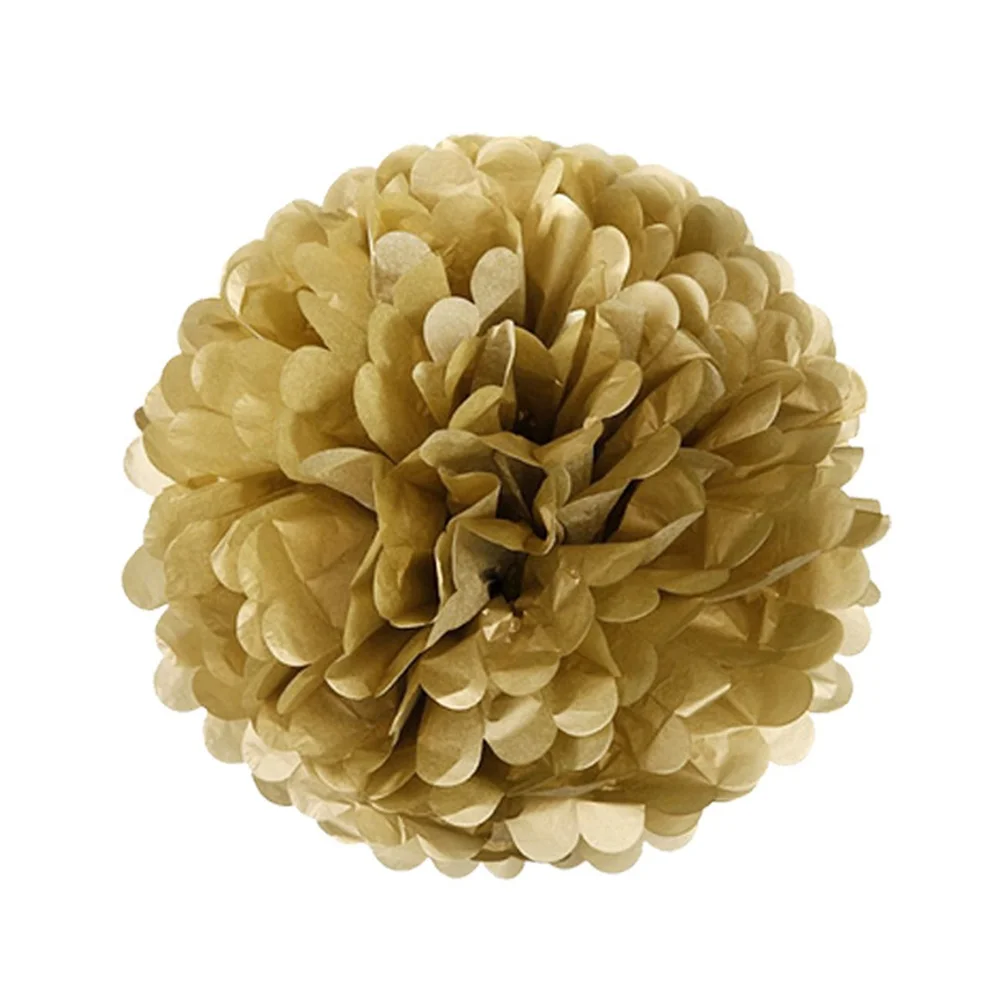 5pcs 8" Gold Tissue Paper Pom Pom Flower Ball wedding paper flower balls tissue paper flowers pom poms