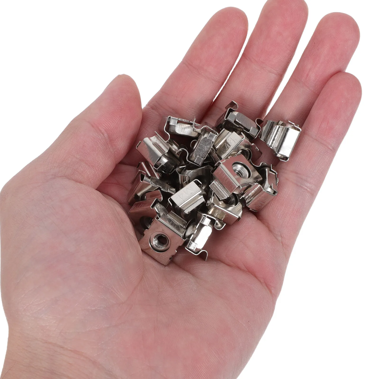 100Pcs Nickel Plated Iron M4 Cage Nut Precision Snap-in Rackmount Nut Server Cabinet Electrical Enclosure Mounting Rack Panel