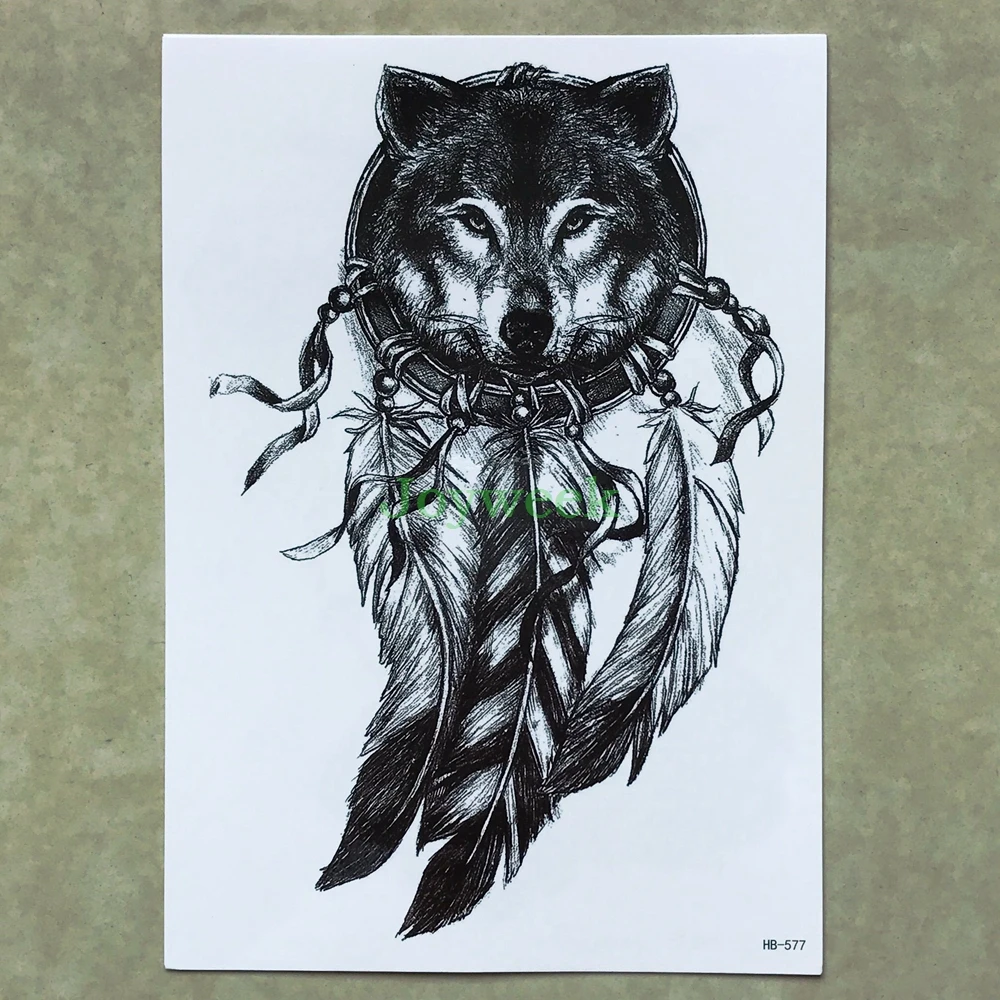 Waterproof Temporary Tattoo Sticker large size dreamcatcher wolves wolf tatto stickers flash tatoo fake tattoos for men women 7