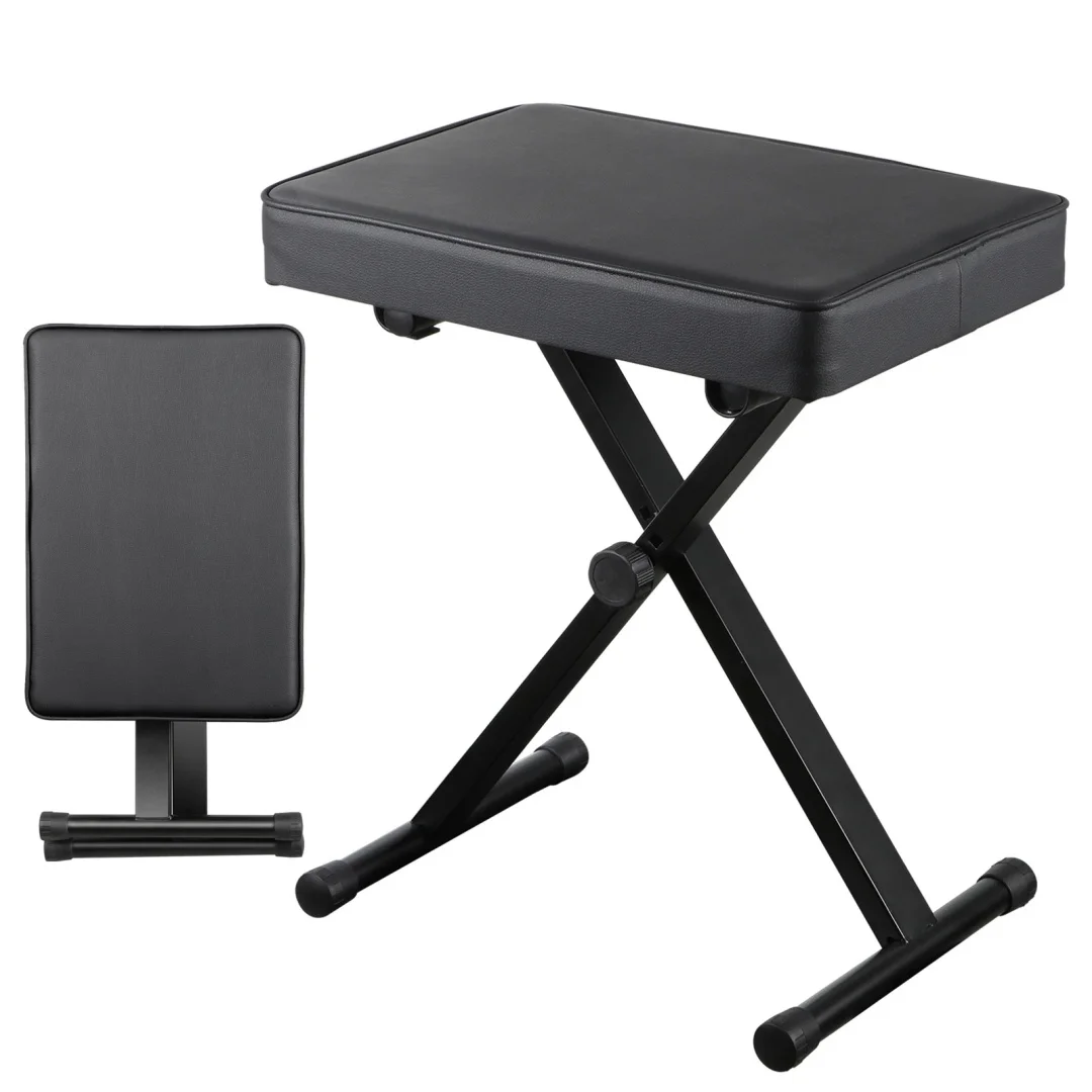 Keyboard Bench X-Style Piano Bench Adjustable Height Thickness Padded Chair Seat