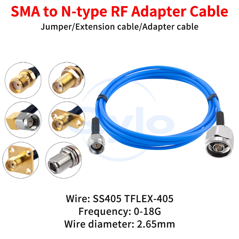 SMA to N Test Cable 18G Stainless Steel SMA-N Male/Female RF Coaxial Patch Cable TFLEX-405 (1 pcs)