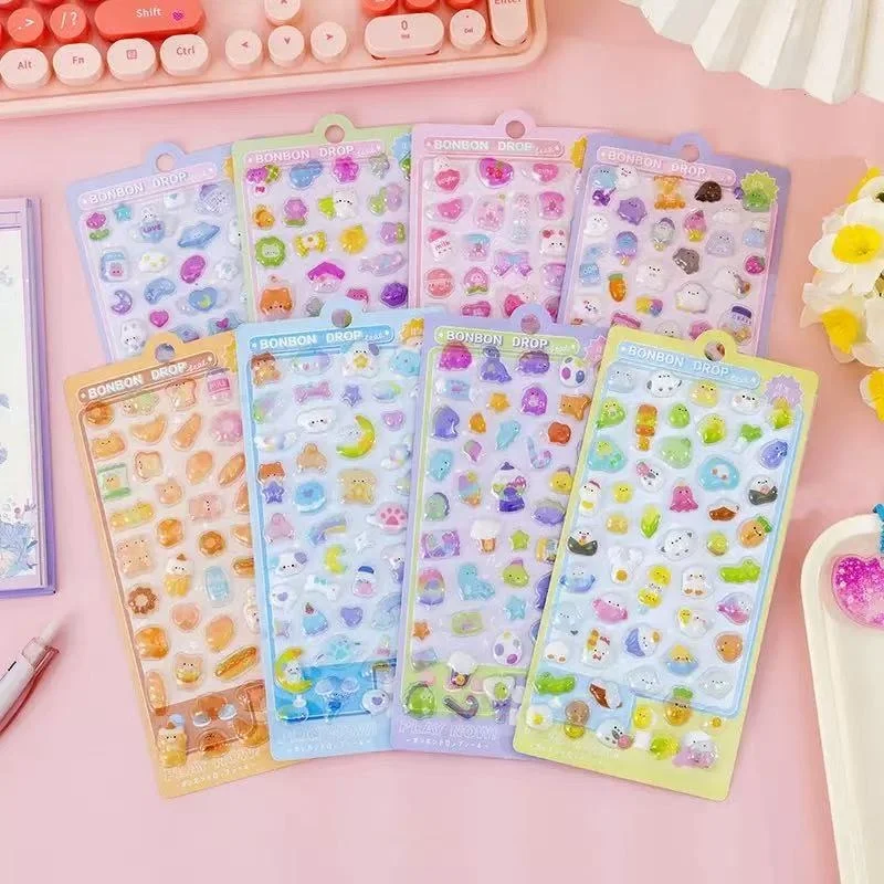 

10 pcs Random Cute Candy Color Animals 3D Decor Stickers Scrapbooking Diy Journaling Cute Stationery Diary Sticker Gift Prizes