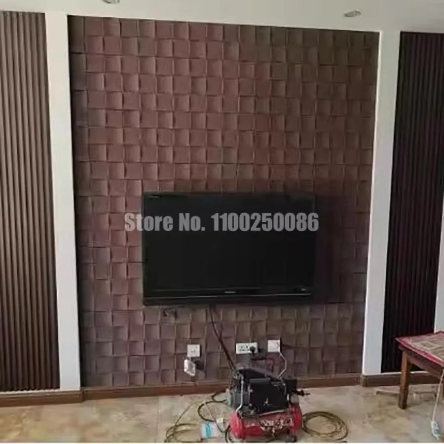 Curved Black Walnut Log Solid Wood Mosaic Tiles Tea Wooden Acoustic Diffuser Panel Board Villa Hotel TV Background Wall Decor