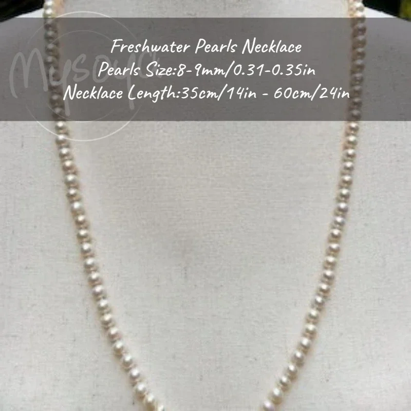 

MYSOYA White Freshwater Pearl Necklace 8-9mm With Gift Box For Her/Him Birthday/WeddIng/Anniversary/Christmas/New Year Gift