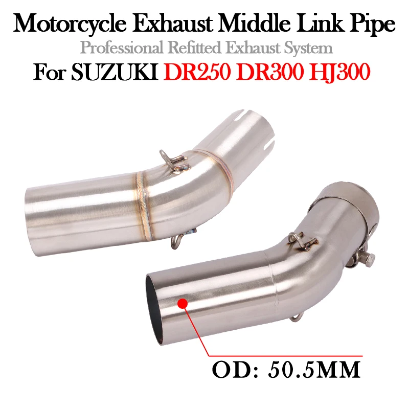 

Slip On For SUZUKI DR250 DR300 HJ300 DR 250 350 Motorcycle Exhaust System Middle Link Pipe Muffler Escape Moto Modify 51MM Tube