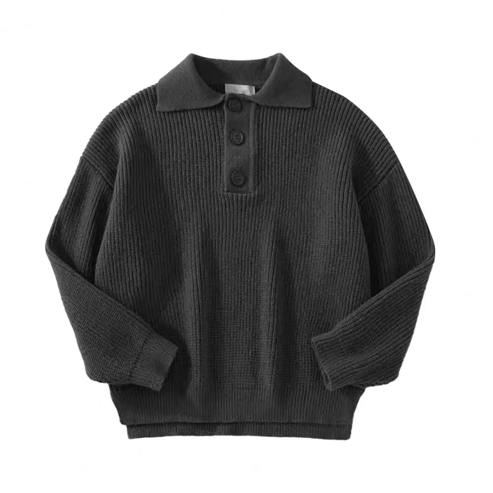 

Button Decor Sweater Men's Retro Knitted Sweater with Button Collar Thick Warm Pullover for Fall Winter Stretchy Daily Wear