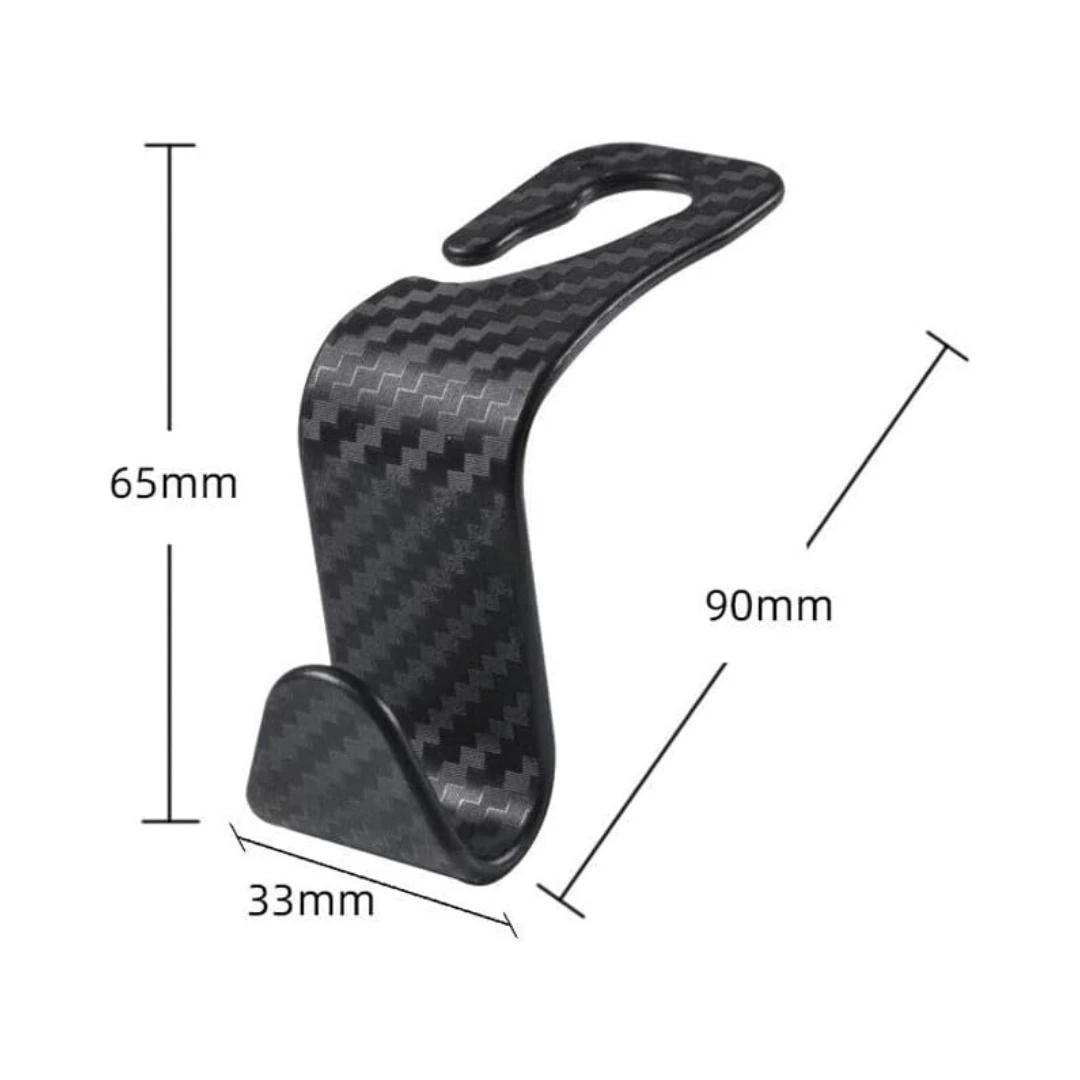 2 Pack Car Seat Headrest Hooks, Carbon Texture Purse Holder Storage Hook for Car Hooks Universal Car Vehicle Back Seat Headrest