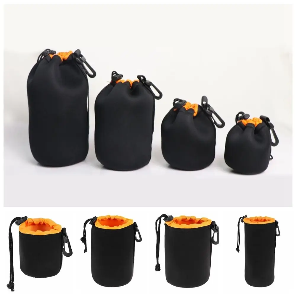 Soft Neoprene Camera Lens Pouch Bag S/M/L/XL Orange Neoprene Lens Bag Plush Storage Waterproof Lens Bag Pentax