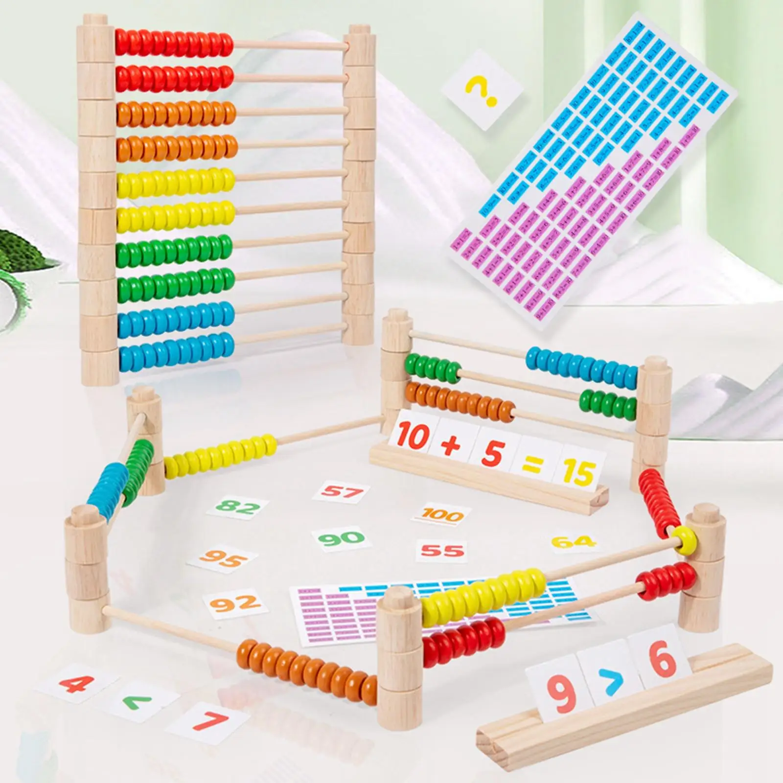 子供のための木製のabacus、数学操作、数字カード、女の子と男の子のための教育カウントおもちゃ、数値