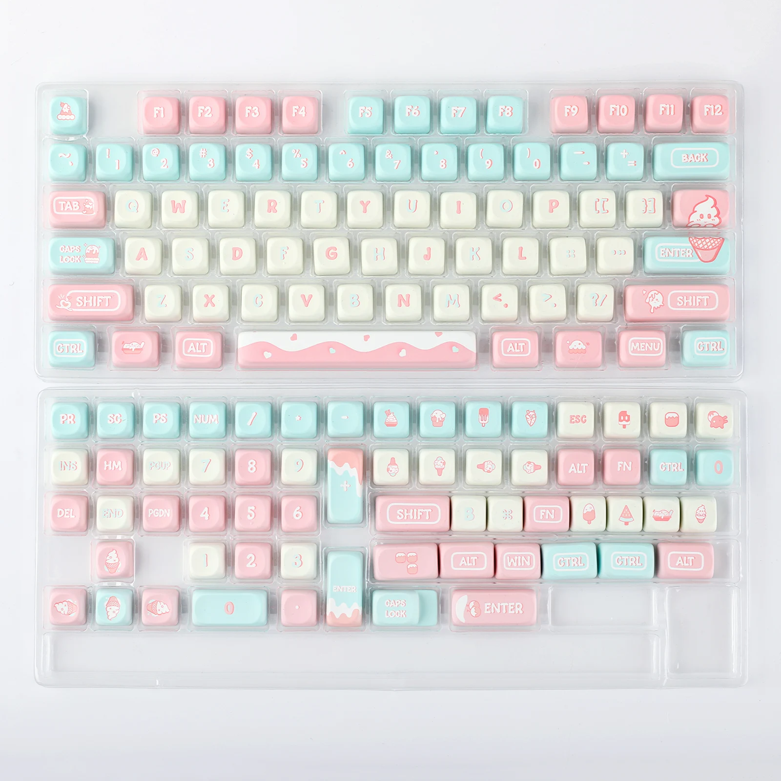 KiiBOOM Ice Cream Dream 132 Keys Keycaps MOA Profile PBT Keycaps Set for Mechanical Gaming Keyboard