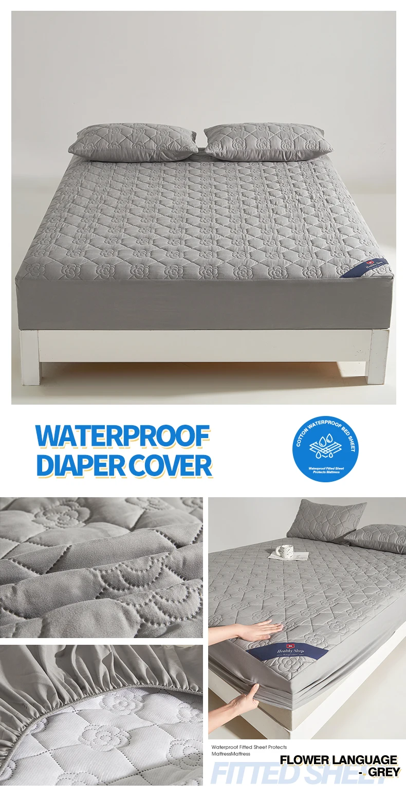 Wasserdichtes Atmungsaktives Gestepptes Spannbettlaken Tiefe Taschen Matratzenschoner Weiche Mikrofaser Elastisch Rutschfest Einzel Doppel Queen King Bett – Detail 27