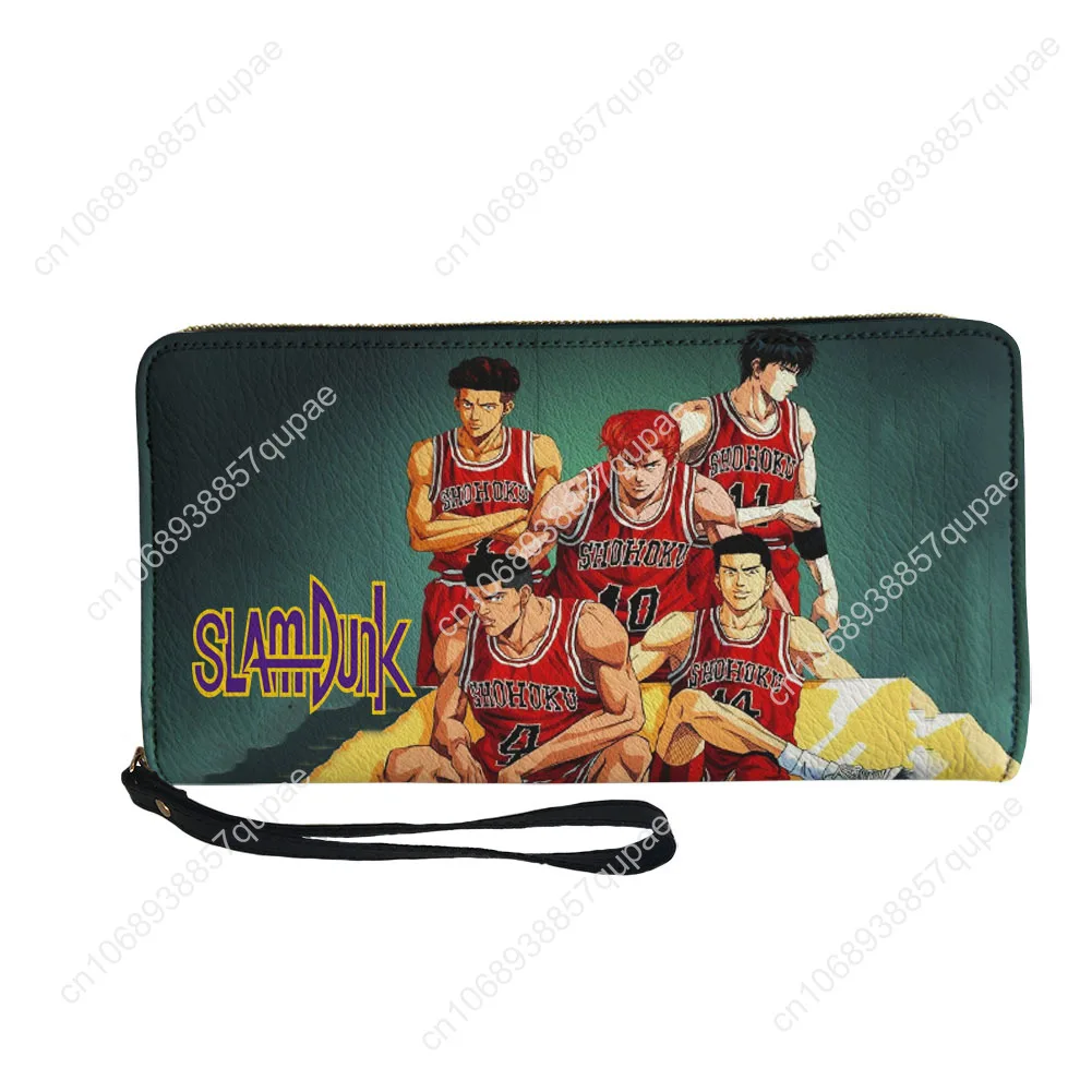 Japanese Anime Slam Dunk Custom Wallet Purse Mens Womens Teenagers Zipper Long Wallets Double Print  Portable Wallet Gift Bag