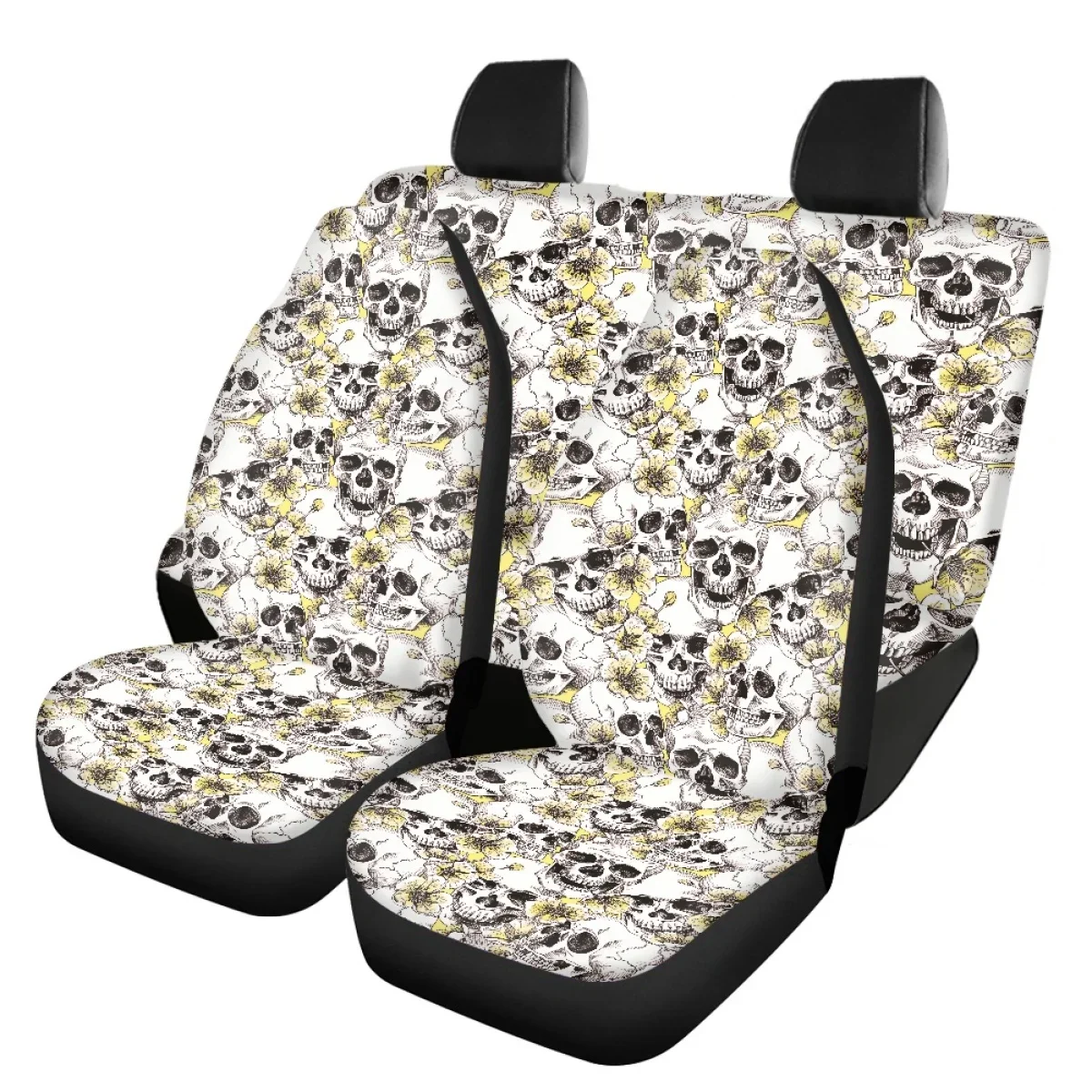 

Car Seat Cover Gothic Skull Pattern Fit Most of Auto Heavy-Duty Nonslip Front&Back Seat Covers Accessory Interior Decoration