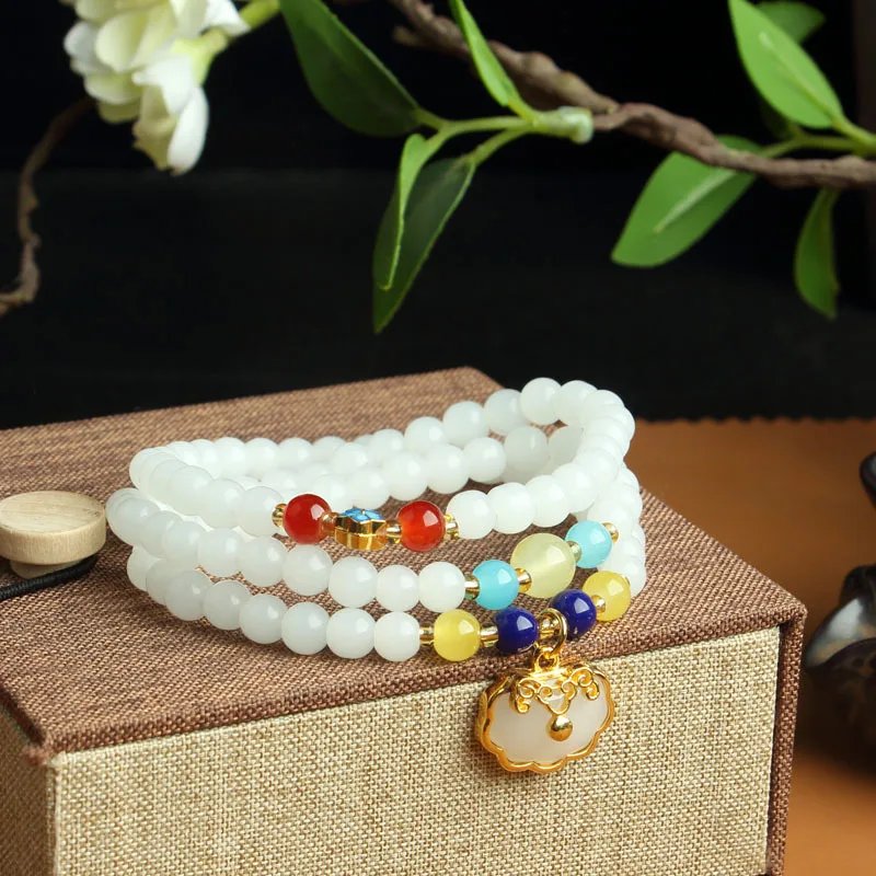 

Women's small fresh multi-circle bracelet ice transparent litchi frozen white transparent beads multi-circle bracelet