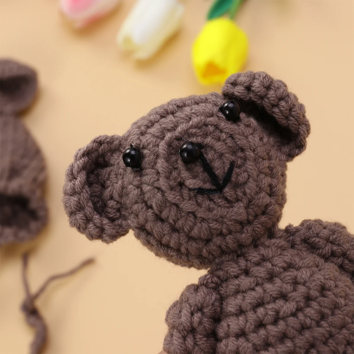 

Newborn Photography Hat Knitted Light Pink Baby Photo Cap with Bear Prop for Infant Photo Shoot Baby Photography Props