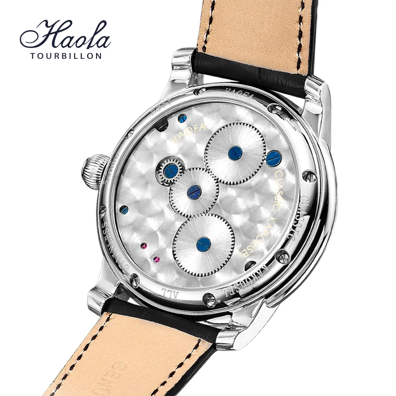 Haofa Carrousel Mechanical Mens Watch Orbital Rotating Dial Sapphire Waterproof Manual Karrusel Business Dress Wristwatch 1128