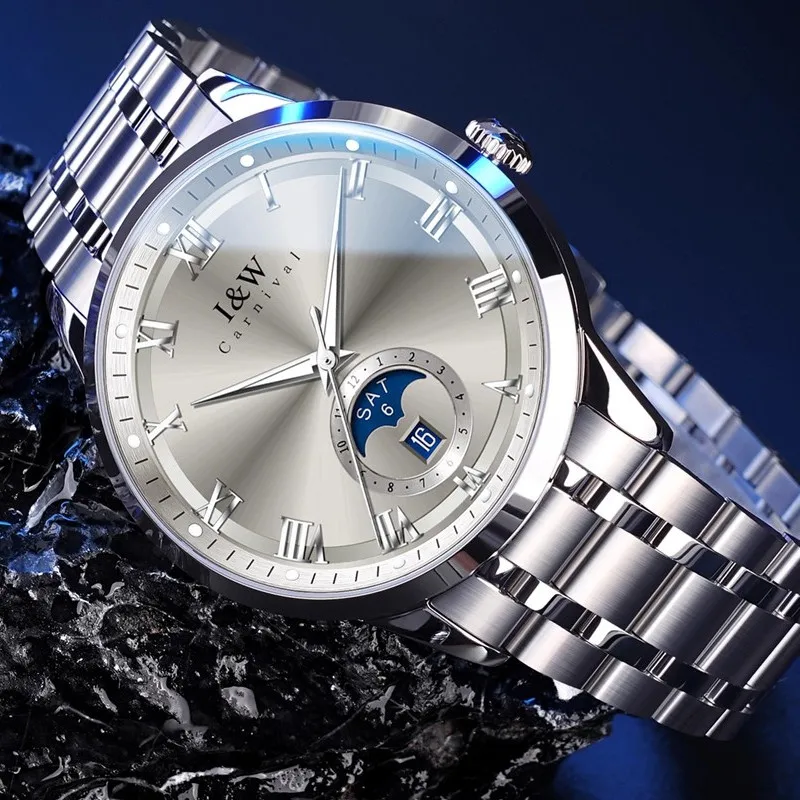 CARNIVAL marque Montre mécanique de luxe saphir calendrier MIYOTA mouvement montres automatiques étanche pour Homme Montre Homme