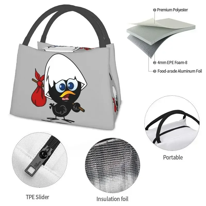 Cute Little Chicken Calimero Insulated Lunch Bags Women Waterproof Comic Cartoon Cooler Thermal Bento Box Office Picnic Travel