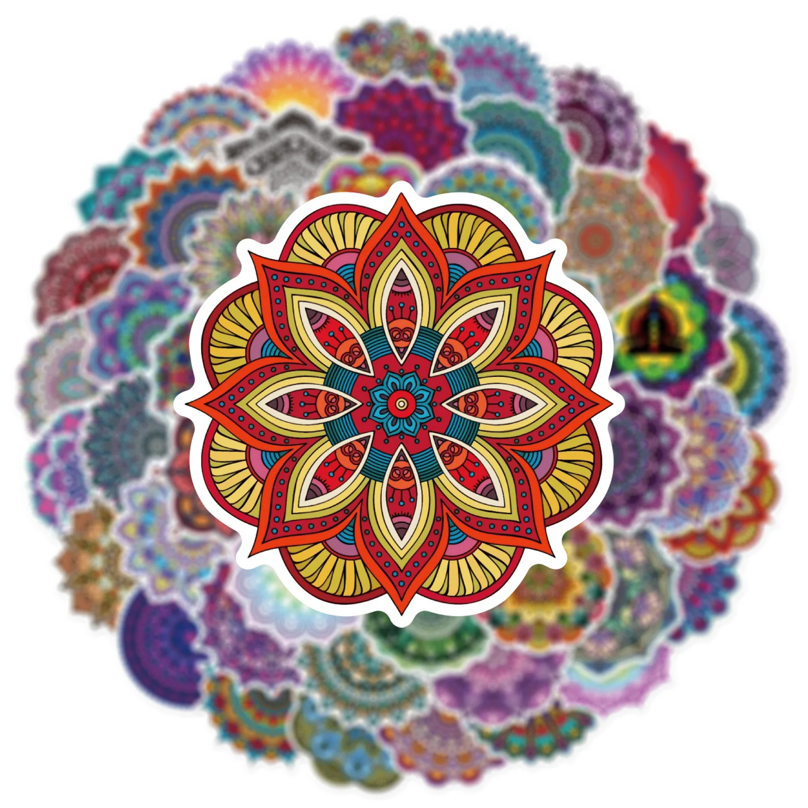 10/25/50pcs Cool Mandala Flower Stickers Graffiti for Phone Laptop Guitar Stationery Helmet Travel Luggage Skateboard Car DIY