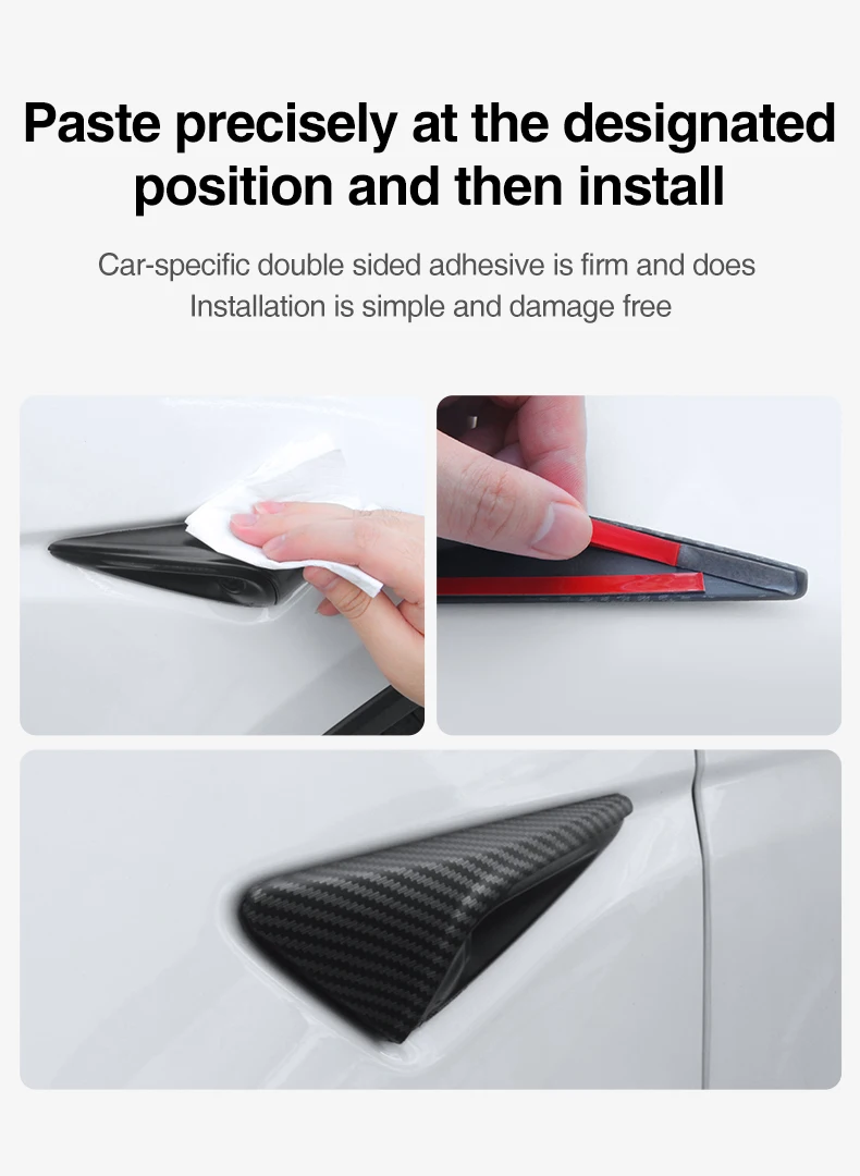 Heenvn 2 Stück ABS Carbon-Muster Seitenkamera-Abdeckung für Tesla Model Y Juniper Model 3 Highland Model YL 2025 2026 Leaf Board Cover – Detail 7