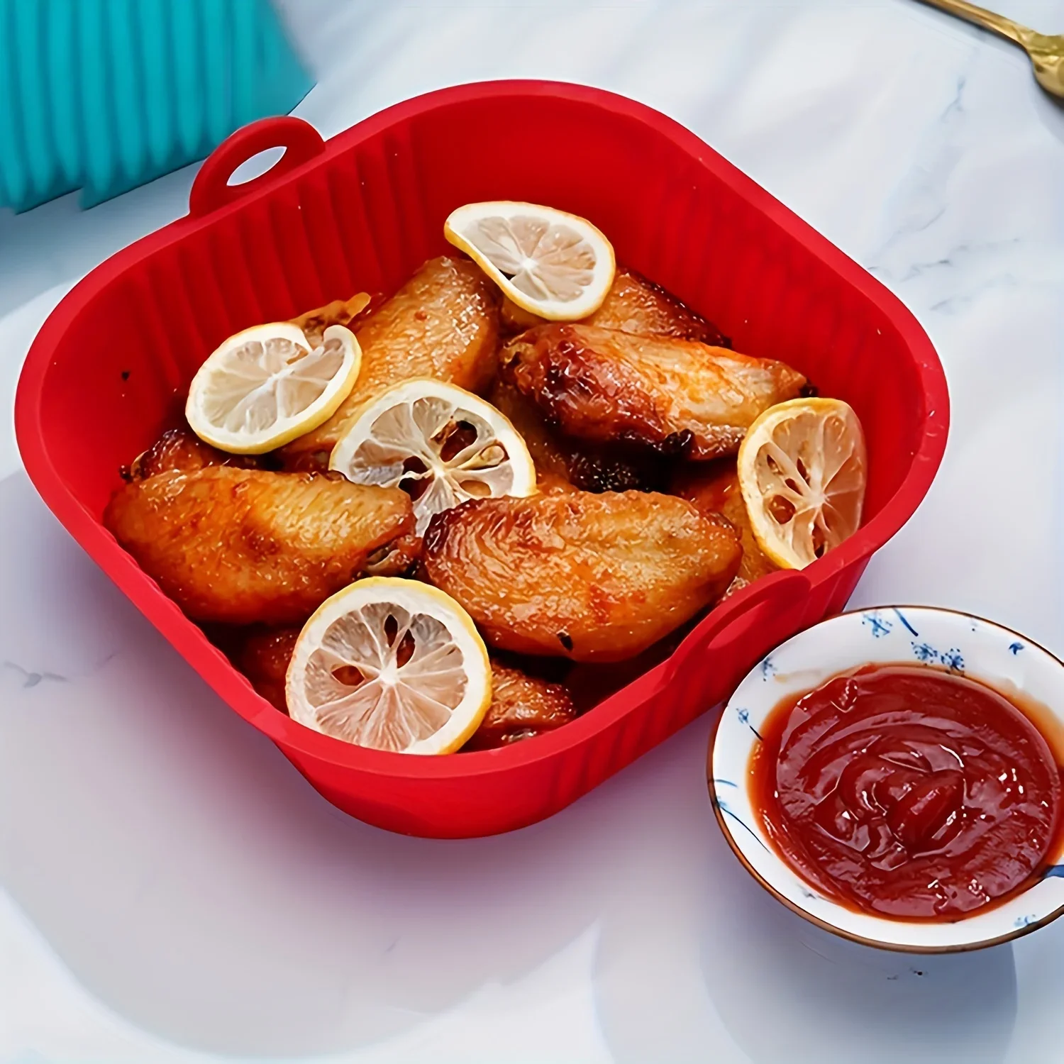 1 Stück Silikon-Einlagen für Luftfritteusen, Töpfe für Luftfritteusen, Silikon-Korbschalen, wiederverwendbare Backblech, Ofenzubehör, Backwerkzeuge